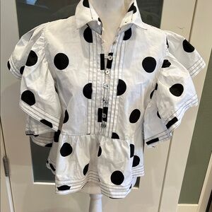 BUCKETLIST Lia  Blouse - Black & White Polka Dots, NWT, medium